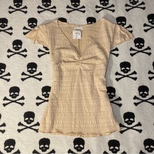 Charlotte Russe Tan Textured V-Neck Top